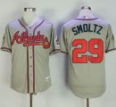 Wholesale Cheap Mitchell And Ness 1995 Braves #29 John Smoltz Grey Throwback Stitched MLB Jersey