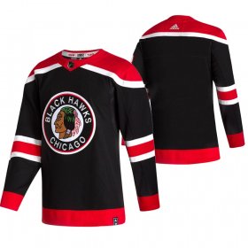 Wholesale Cheap Chicago Blackhawks Blank Black Men\'s Adidas 2020-21 Reverse Retro Alternate NHL Jersey