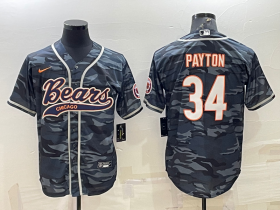 Wholesale Cheap Men\'s Chicago Bears Blank #34 Walter Payton Grey Camo With Patch Cool Base Stitched Baseball Jerseys