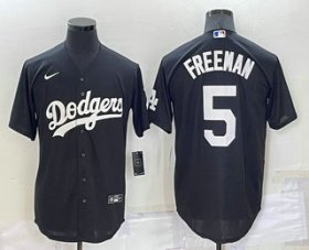 Wholesale Cheap Men\'s Los Angeles Dodgers #5 Freddie Freeman Black Turn Back The Clock Stitched Cool Base Jersey
