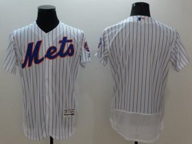 Wholesale Cheap Mets Blank White(Blue Strip) Flexbase Authentic Collection Stitched MLB Jersey