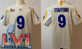 Wholesale Cheap Men\'s Los Angeles Rams #9 Matthew Stafford Limited Bone 2022 Super Bowl LVI Bound Vapor Jersey
