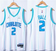 Wholesale Cheap Men's Charlotte Hornets #2 LaMelo Ball White 75th Anniversary Stitched NBA Jersey