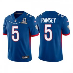 Wholesale Cheap Men\'s Los Angeles Rams #5 Jalen Ramsey 2022 Royal Pro Bowl Stitched Jersey