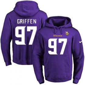 Wholesale Cheap Nike Vikings #97 Everson Griffen Purple Name & Number Pullover NFL Hoodie