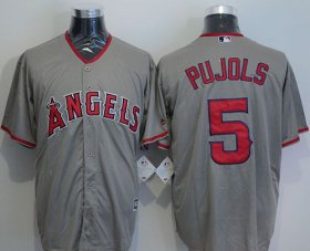 Wholesale Cheap Angels of Anaheim #5 Albert Pujols Grey New Cool Base Stitched MLB Jersey