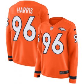 Wholesale Cheap Nike Broncos #96 Shelby Harris Orange Team Color Women\'s Stitched NFL Limited Therma Long Sleeve Jersey