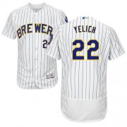 Wholesale Cheap Brewers #22 Christian Yelich White Strip Flexbase Authentic Collection Stitched MLB Jersey