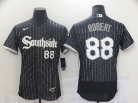 Wholesale Cheap Men\'s Chicago White Sox #88 Luis Robert Black 2021 City Connect Stitched MLB Flex Base Nike Jersey