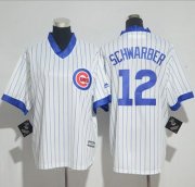 Wholesale Cheap Cubs #12 Kyle Schwarber White(Blue Strip) Cooperstown Stitched Youth MLB Jersey