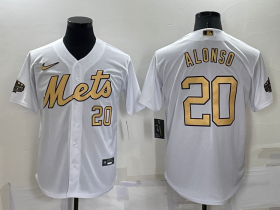 Wholesale Men\'s New York Mets #20 Pete Alonso Number White 2022 All Star Stitched Cool Base Nike Jersey