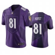 Wholesale Cheap Baltimore Ravens #81 Hayden Hurst Purple Vapor Limited City Edition NFL Jersey