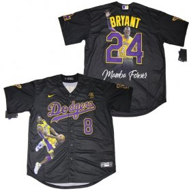Wholesale Cheap Men\'s Los Angeles Dodgers #8 #24 Kobe Bryant Black With KB Patch Cool Base Stitched MLB Fashion Jersey
