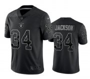 Wholesale Cheap Men's Las Vegas Raiders #34 Bo Jackson Black Reflective Limited Stitched Football Jersey