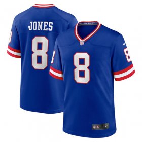 Wholesale Cheap Men\'s New York Giants #8 Daniel Jones Royal Stitched Game Jersey