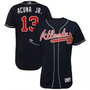 Wholesale Cheap Braves #13 Ronald Acuna Jr. Navy Blue Flexbase Authentic Collection Stitched MLB Jersey