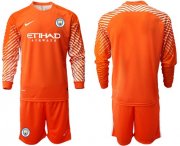 Wholesale Cheap Manchester City Blank Orange Goalkeeper Long Sleeves Soccer Club Jersey