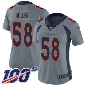 Wholesale Cheap Nike Broncos #58 Von Miller Gray Women\'s Stitched NFL Limited Inverted Legend 100th Season Jersey