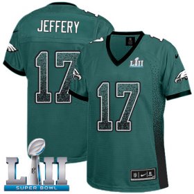 Wholesale Cheap Nike Eagles #17 Alshon Jeffery Midnight Green Team Color Super Bowl LII Women\'s Stitched NFL Elite Drift Fashion Jersey