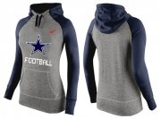 Wholesale Cheap Women's Nike Dallas Cowboys Performance Hoodie Grey & Dark Blue_1