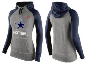 Wholesale Cheap Women\'s Nike Dallas Cowboys Performance Hoodie Grey & Dark Blue_1