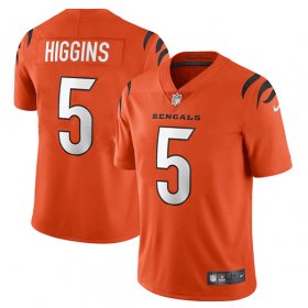 Cheap Men\'s Cincinnati Bengals #5 Tee Higgins Orange Vapor Untouchable Limited Stitched Jersey