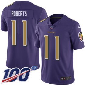 Wholesale Cheap Nike Ravens #11 Seth Roberts Purple Youth Stitched NFL Limited Rush 100th Season Jersey