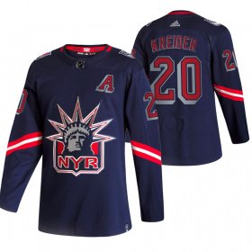 Wholesale Cheap New York Rangers #20 Chris Kreider Navy Men\'s Adidas 2020-21 Reverse Retro Alternate NHL Jersey