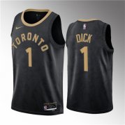 Wholesale Cheap Men's Toronto Raptors #1 Gradey Dick Black 2023 Draft City Edition Stitched Basketball Jersey