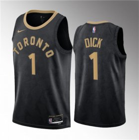 Wholesale Cheap Men\'s Toronto Raptors #1 Gradey Dick Black 2023 Draft City Edition Stitched Basketball Jersey