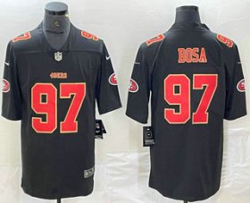 Cheap Men\'s San Francisco 49ers #97 Nick Bosa Black Red Fashion Vapor Limited Stitched Jersey