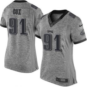 Wholesale Cheap Nike Eagles #91 Fletcher Cox Gray Women\'s Stitched NFL Limited Gridiron Gray Jersey