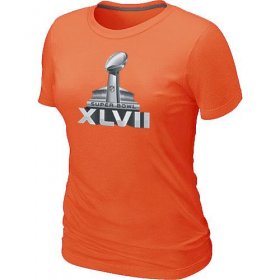 Wholesale Cheap Women\'s NFL Super Bowl XLVII Logo T-Shirt Orange