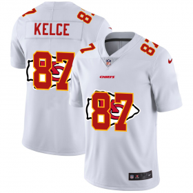 Wholesale Cheap Kansas City Chiefs #87 Travis Kelce White Men\'s Nike Team Logo Dual Overlap Limited NFL Jersey