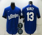 Wholesale Cheap Men's Los Angeles Dodgers #13 Max Muncy Blue #2 #20 Patch City Connect Cool Base Stitched Jersey