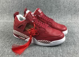 Wholesale Cheap Air Jordan 4 Retro Custom Shoes Deep Red/White