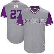 Wholesale Cheap Rockies #27 Trevor Story Gray "Joe" Players Weekend Authentic Stitched MLB Jersey