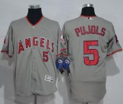 Wholesale Cheap Angels of Anaheim #5 Albert Pujols Grey Flexbase Authentic Collection Stitched MLB Jersey