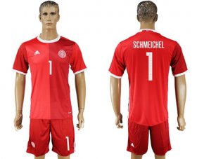 Wholesale Cheap Danmark #1 Schmeichel Red Home Soccer Country Jersey