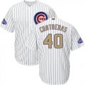 Wholesale Cheap Cubs #40 Willson Contreras White(Blue Strip) 2017 Gold Program Cool Base Stitched Youth MLB Jersey