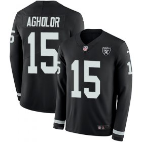 Wholesale Cheap Nike Raiders #15 Nelson Agholor Black Team Color Youth Stitched NFL Limited Therma Long Sleeve Jersey