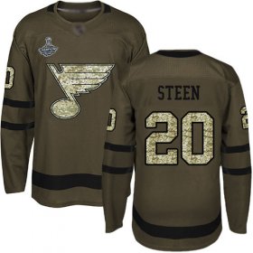 Wholesale Cheap Adidas Blues #20 Alexander Steen Green Salute to Service Stanley Cup Champions Stitched NHL Jersey