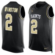 Wholesale Cheap Nike Saints #2 Jameis Winston Black Team Color Men's Stitched NFL Limited Tank Top Jersey