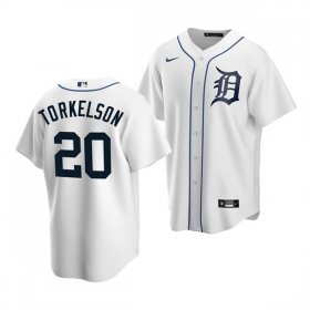 Wholesale Cheap Men\'s Detroit Tigers #20 Spencer Torkelson White Cool Base Stitched Jersey