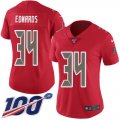 Wholesale Cheap Nike Buccaneers #34 Mike Edwards Red Women's Stitched NFL Limited Rush 100th Season Jersey