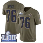 Wholesale Cheap Nike Rams #76 Orlando Pace Olive Super Bowl LIII Bound Men's Stitched NFL Limited 2017 Salute to Service Jersey