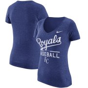 Wholesale Cheap Kansas City Royals Nike Women's Practice 1.7 Tri-Blend V-Neck T-Shirt Heathered Royal