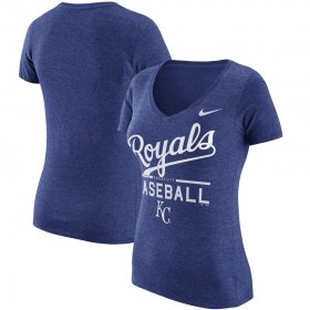 Wholesale Cheap Kansas City Royals Nike Women\'s Practice 1.7 Tri-Blend V-Neck T-Shirt Heathered Royal