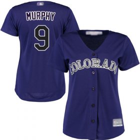 Wholesale Cheap Rockies #9 Daniel Murphy Purple Alternate Women\'s Stitched MLB Jersey
