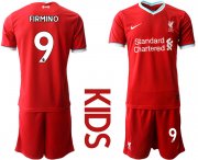 Wholesale Cheap Youth 2020-2021 club Liverpool home 9 red Soccer Jerseys